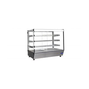 New Atosa CHDS-53 Countertop Heated Display Case - Square, 5.3 Cu Ft w/ 3 Shelves w/ 2 Rear Sliding Glass Doors