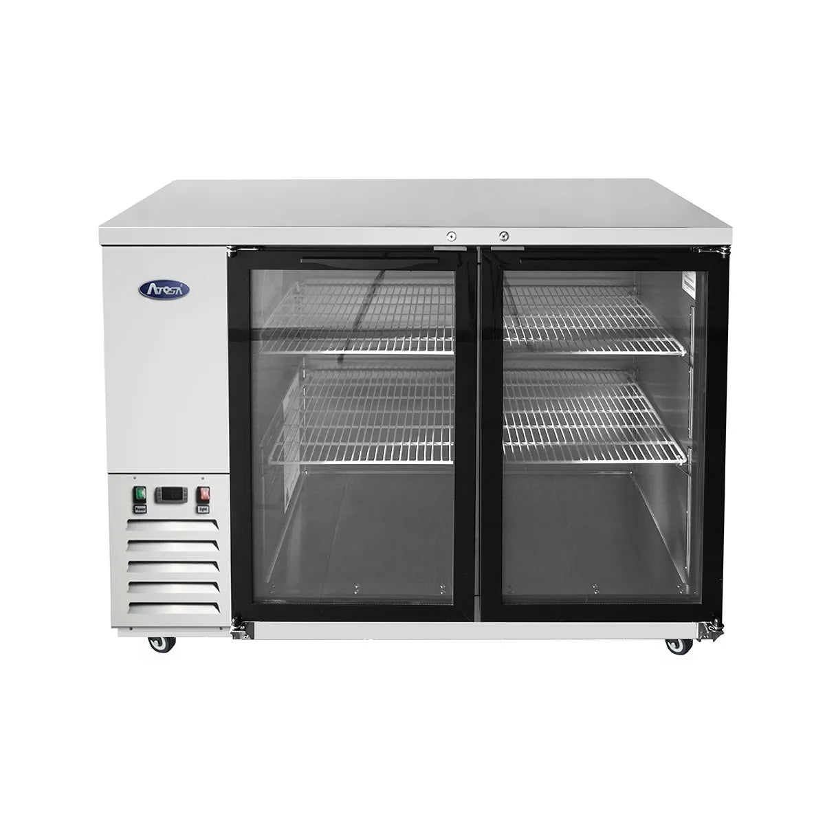 New Atosa MBB48GGR 48" Glass Door Back Bar Cooler Stainless Steel