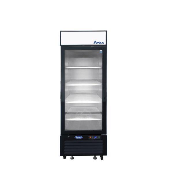 New Atosa MCF8720GRL Bottom Mount (1) Glass Door Freezer 19.39 Cu Ft - Black Cabinet (Left Hinged)