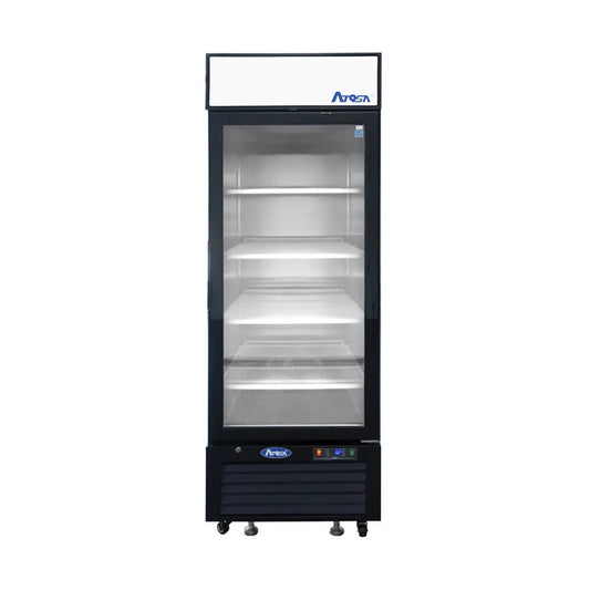 New Atosa MCF8722GRL Bottom Mount (1) One Glass Door Refrigerator 19.39 Cu Ft - Black Cabinet (Left Hinged)
