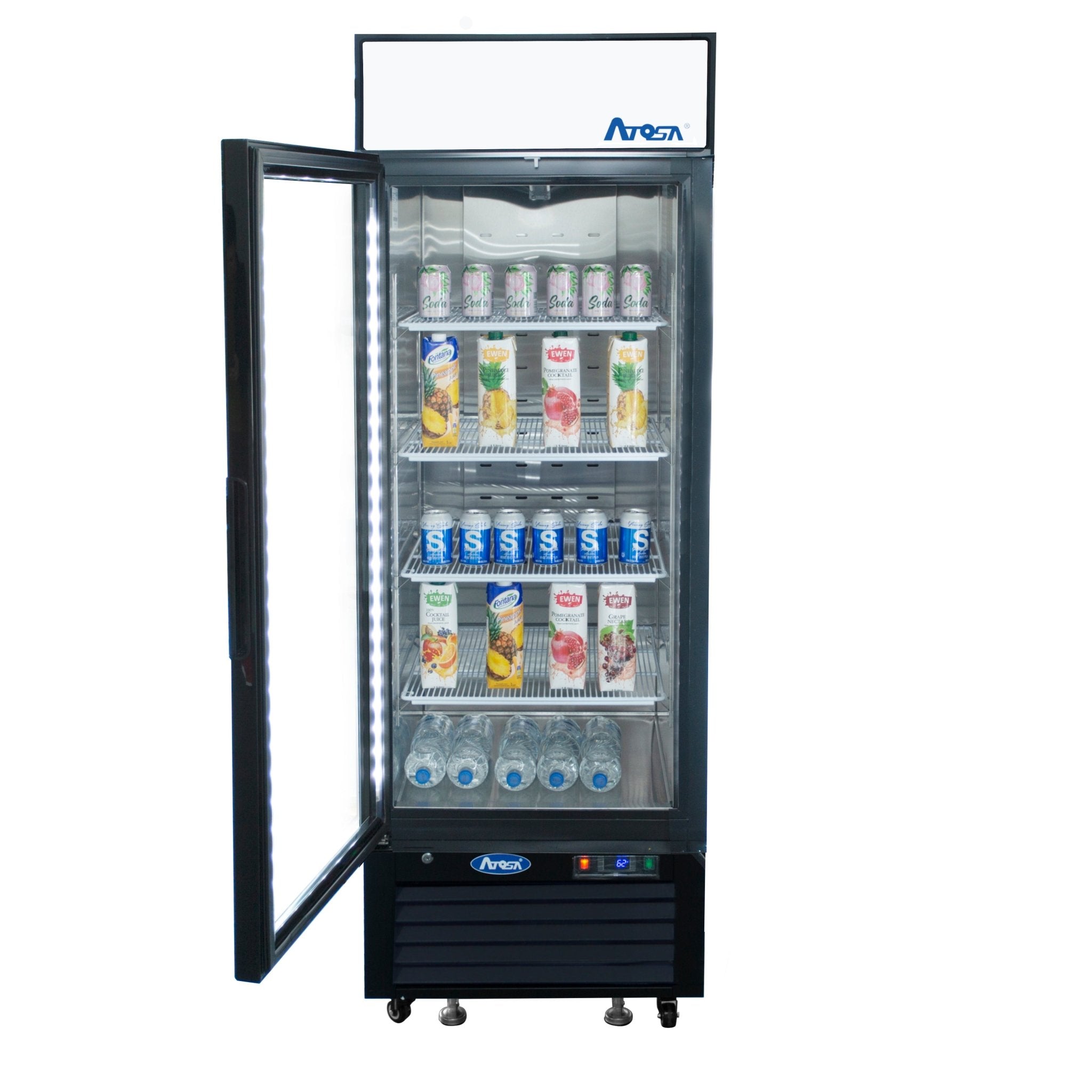 New Atosa MCF8722GRL Bottom Mount (1) One Glass Door Refrigerator 19.39 Cu Ft - Black Cabinet (Left Hinged) - Falcon Restaurant Supply - 2