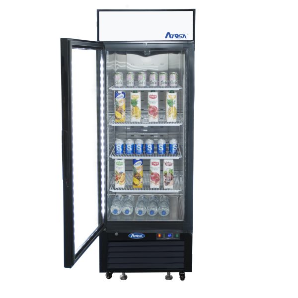 New Atosa MCF8720GRL Bottom Mount (1) Glass Door Freezer 19.39 Cu Ft - Black Cabinet (Left Hinged)