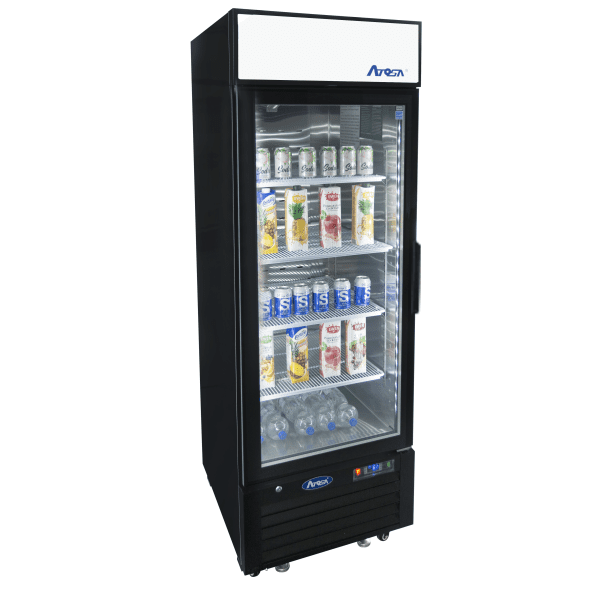 New Atosa MCF8720GRL Bottom Mount (1) Glass Door Freezer 19.39 Cu Ft - Black Cabinet (Left Hinged)
