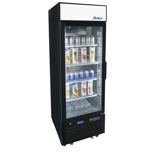 New Atosa MCF8720GRL Bottom Mount (1) Glass Door Freezer 19.39 Cu Ft - Black Cabinet (Left Hinged)