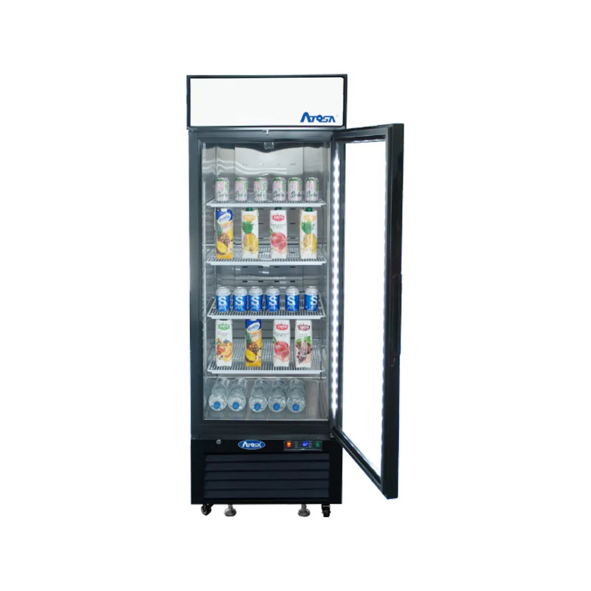 New Atosa MCF8722GR Bottom Mount (1) Glass Door Merchandiser Refrigerator 19.39 Cu Ft - Black