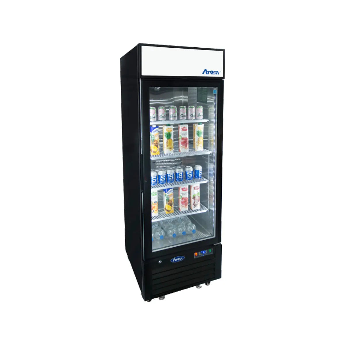 New Atosa MCF8722GR Bottom Mount (1) Glass Door Merchandiser Refrigerator 19.39 Cu Ft - Black