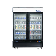 New Atosa MCF8723GR Bottom Mount (2) Glass Door Merchandiser Refrigerator 43.95 Cu Ft - Black