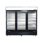 New Atosa MCF8732GR Bottom Mount (2) Glass Door Merchandiser Freezer - 28.5 Cu Ft-Black Cabinet