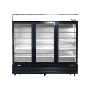 New Atosa MCF8724GR Bottom Mount (3) Glass Door Merchandiser Refrigerator 69.54 Cu Ft - Black