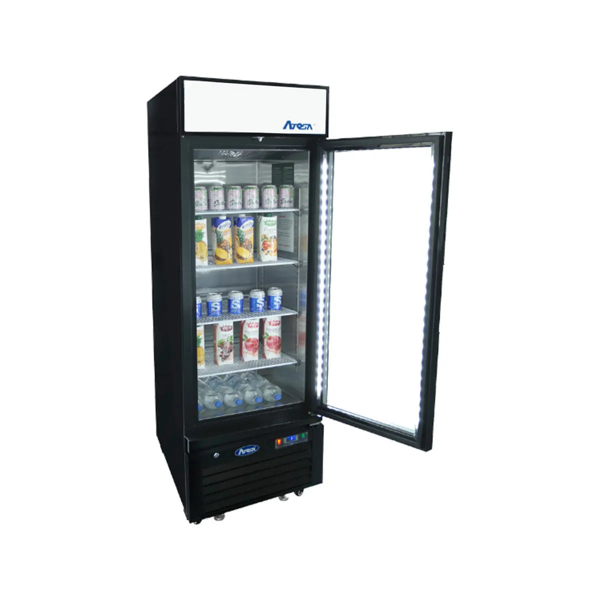 New Atosa MCF8725GR Bottom Mount (1) Glass Door Merchandiser Refrigerator 11.1 Cu Ft - Black