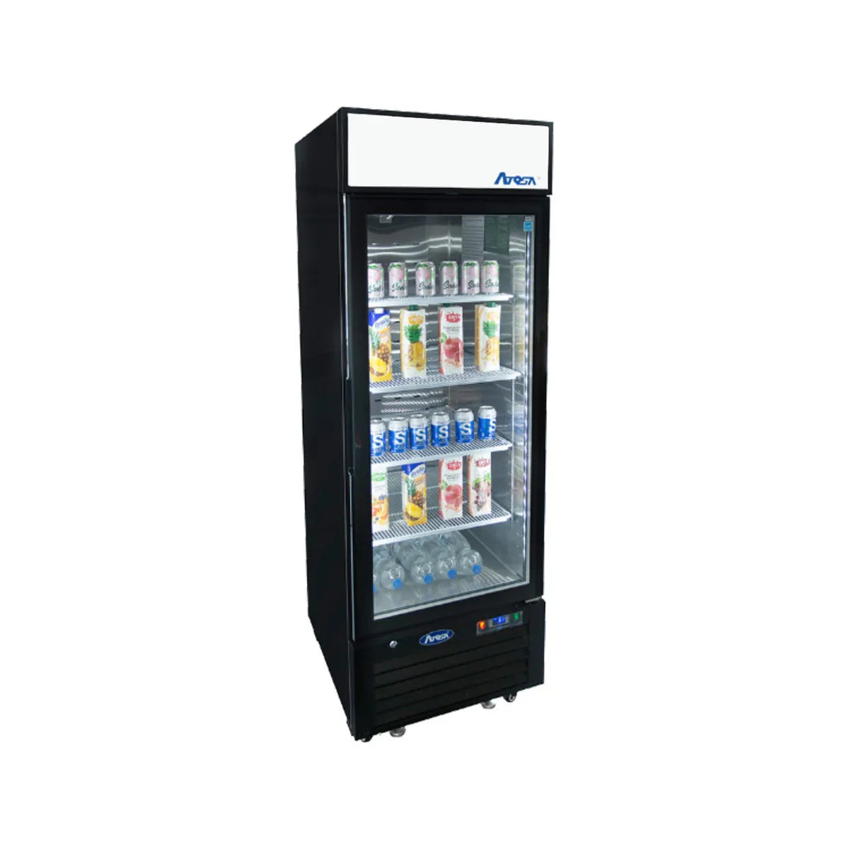 New Atosa MCF8725GR Bottom Mount (1) Glass Door Merchandiser Refrigerator 11.1 Cu Ft - Black