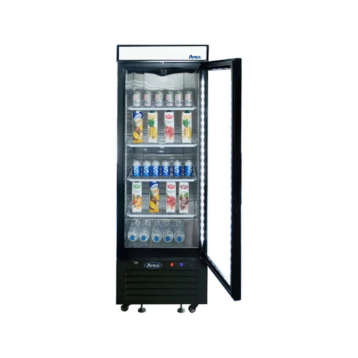 New Atosa MCF8726GR Bottom Mount (1) Glass Door Merchandiser Refrigerator 8.3 Cu Ft - Black