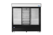 New Atosa MCF8729GR Bottom Mount (3) Three Glass Sliding Door Refrigerator 64.4 Cu Ft - Black Cabinet