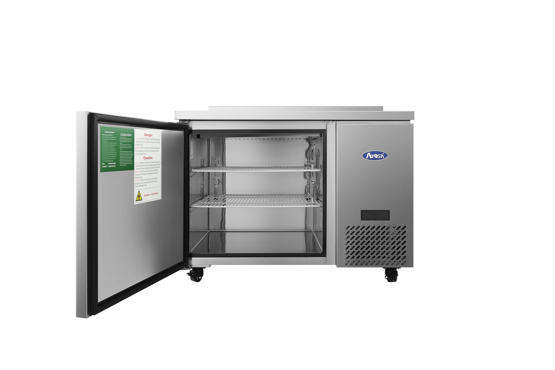 New Atosa MGF44GR 44" Worktop Refrigerator w/ Backsplash, Side Mount Compressor