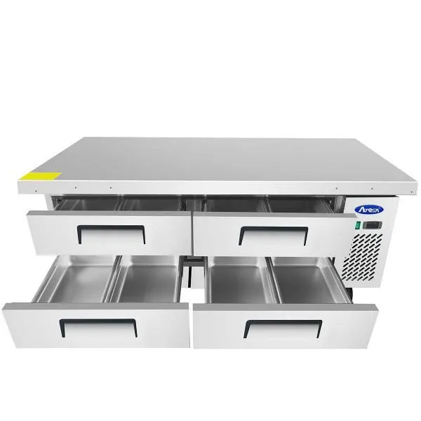 New Atosa MGF8454GR 76" Extended Top Refrigerated (4) Drawer Chef Base with 72" Cabinet