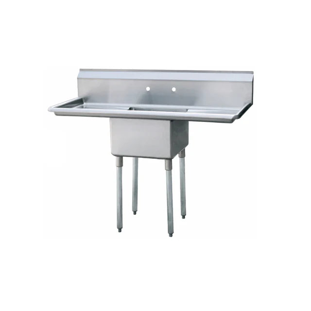 New Atosa MRSA-1-D One (1) Compartment Sink, 18'' Right and Left Drainboards - 54"W x 24"D x 44.5"H - 22.5" Leg