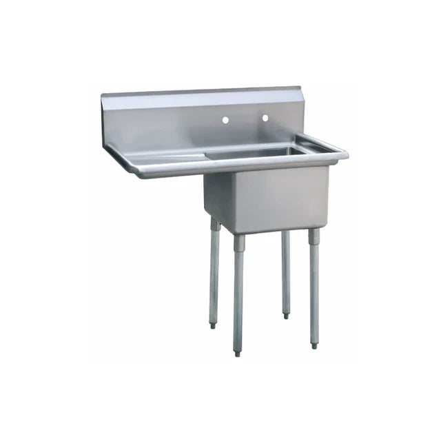New Atosa MRSA-1-L One Compartment Sink, 18'' Left Drainboards - 39"W x 24"D x 44.5"H - 22.5" Leg