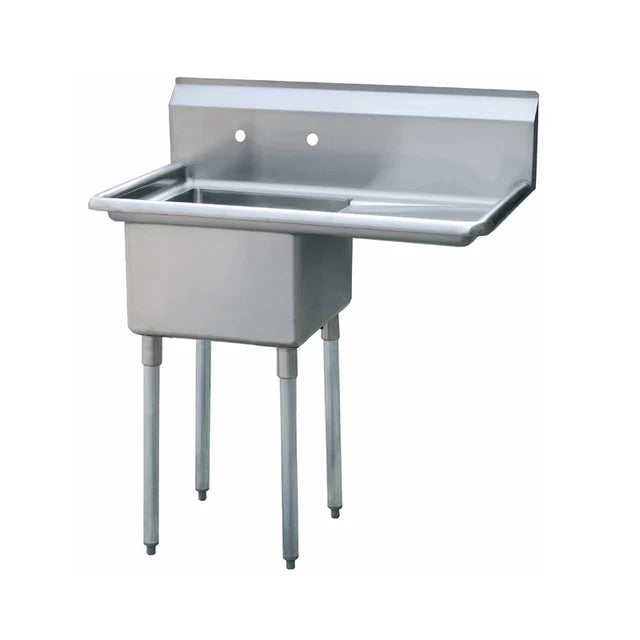 New Atosa MRSA-1-R One (1) Compartment Sink, 18''  Right Drainboards - 39"W x 24"D x 44.5"H - 22.5" Leg
