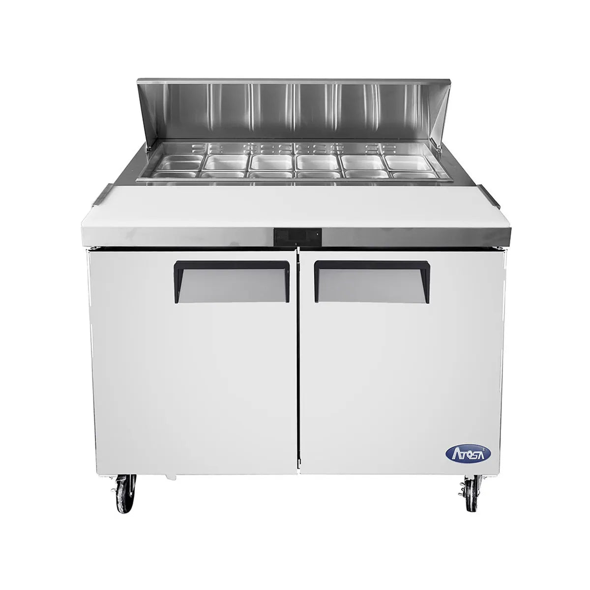 New Atosa MSF8302GR 48" Sandwich Prep. Table with (12) 6" Deep Poly Pans