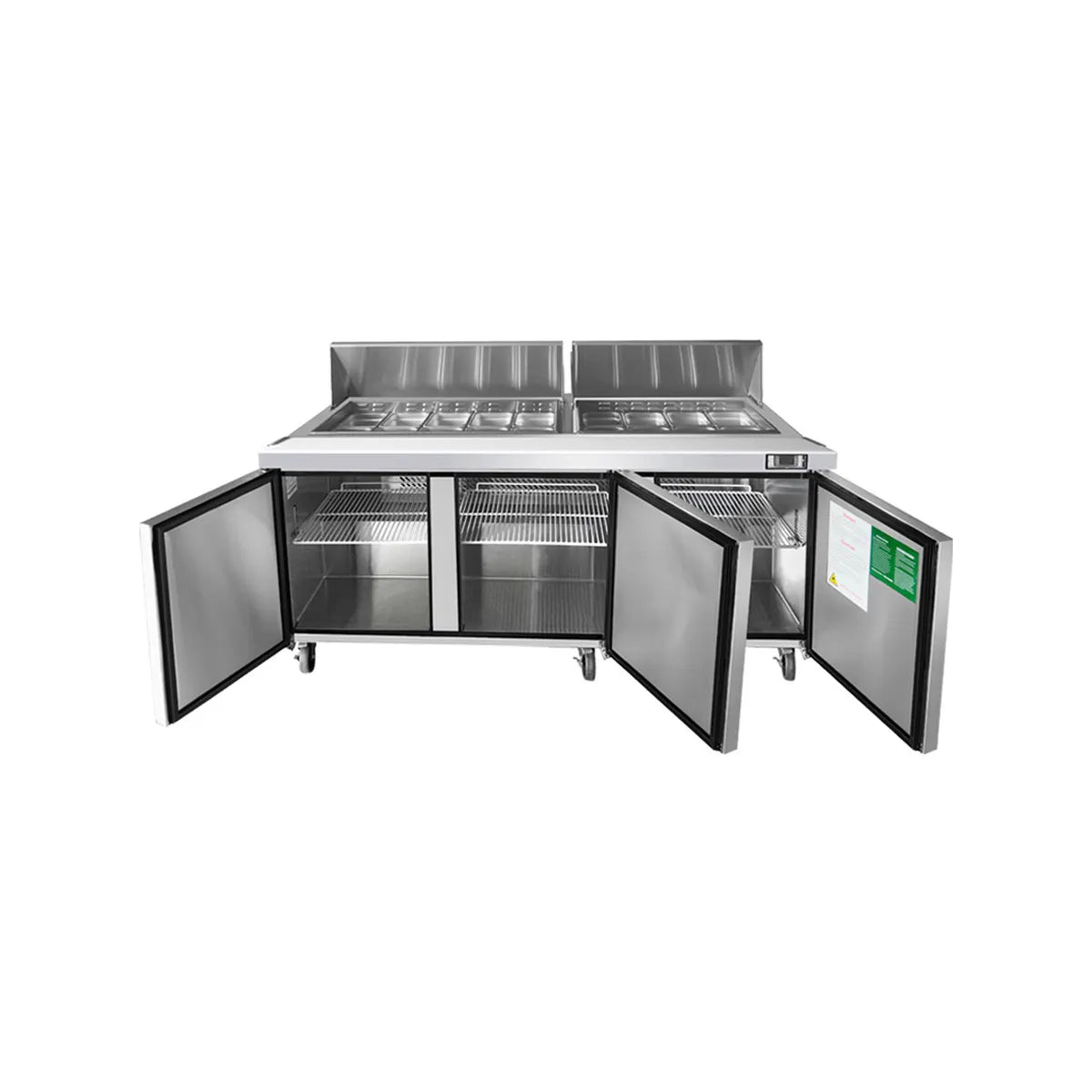 New Atosa MSF8304GR 72" Sandwich Prep. Table with (18) 6" Deep Poly Pans