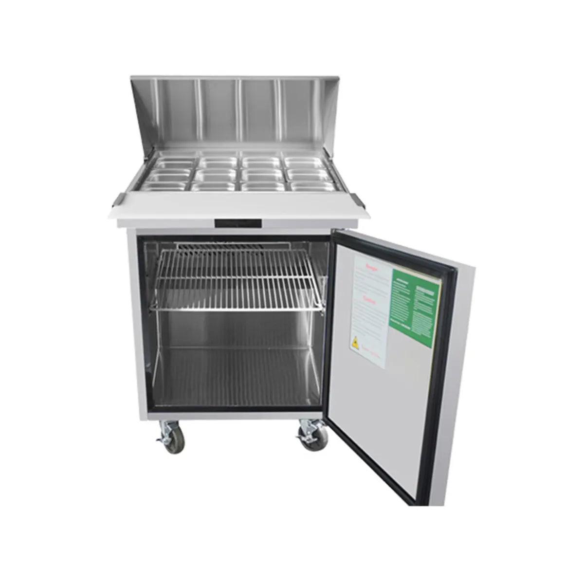 New Atosa MSF8305GR 27" Mega Top Sandwich Prep. Table with (12) 6" Deep Poly Pans