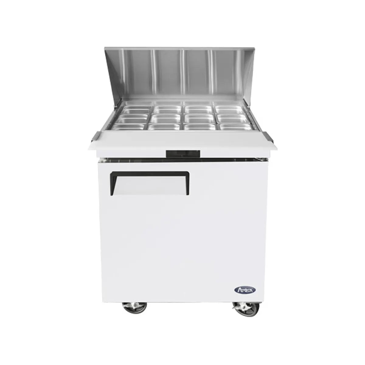 New Atosa MSF8305GR 27" Mega Top Sandwich Prep. Table with (12) 6" Deep Poly Pans