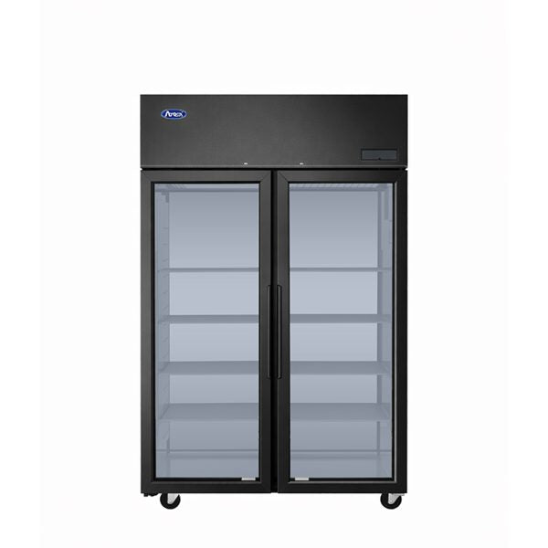 New Atosa PLUS-F2B-GD-S-PT Two Section Pass-Thru Freezer - Glass Front & Rear Doors, Black Exterior