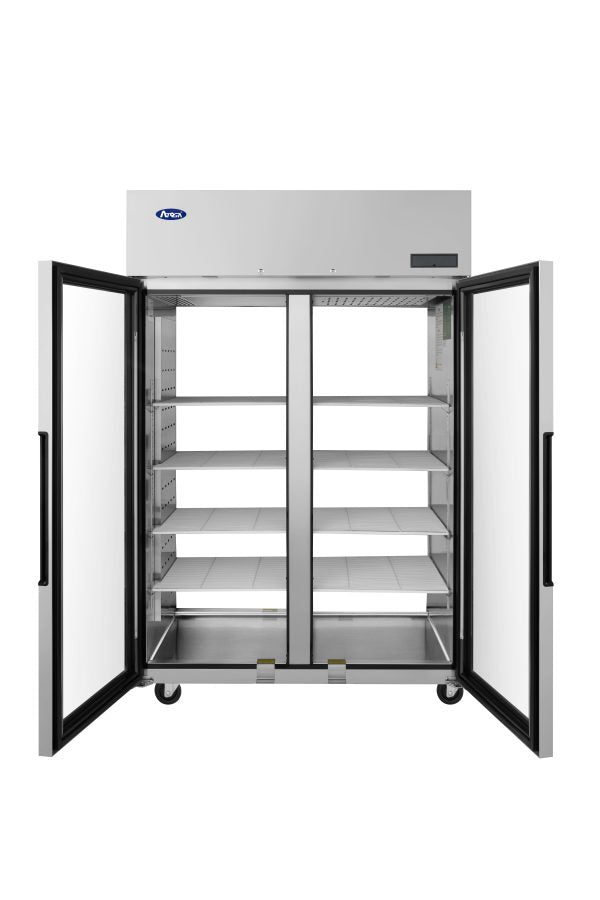 New Atosa PLUS-R2-GS-S-PT Two Section Pass-Thru Refrigerator - Glass Front Doors & Solid Rear Doors