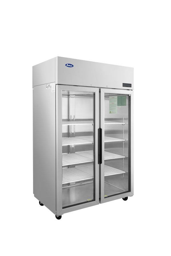 New Atosa PLUS-R2-GS-S-PT Two Section Pass-Thru Refrigerator - Glass Front Doors & Solid Rear Doors