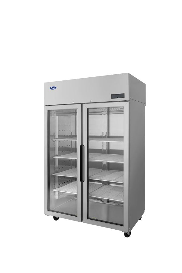 New Atosa PLUS-R2-GS-S-PT Two Section Pass-Thru Refrigerator - Glass Front Doors & Solid Rear Doors