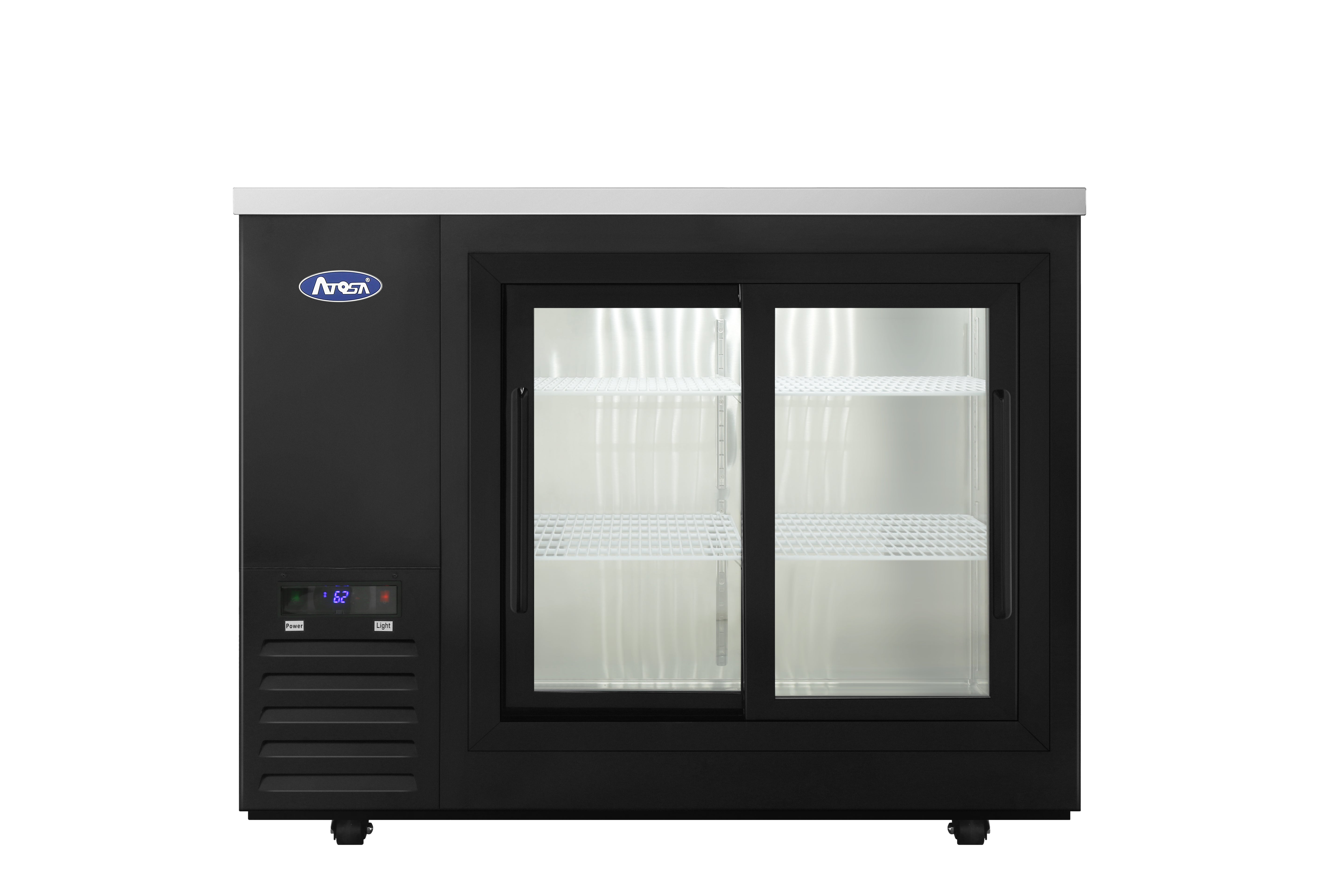 New Atosa SBB48SGGRAUS2 48" Back Bar Cooler w/ Sliding Glass Door Shallow Depth
(Black Exterior)