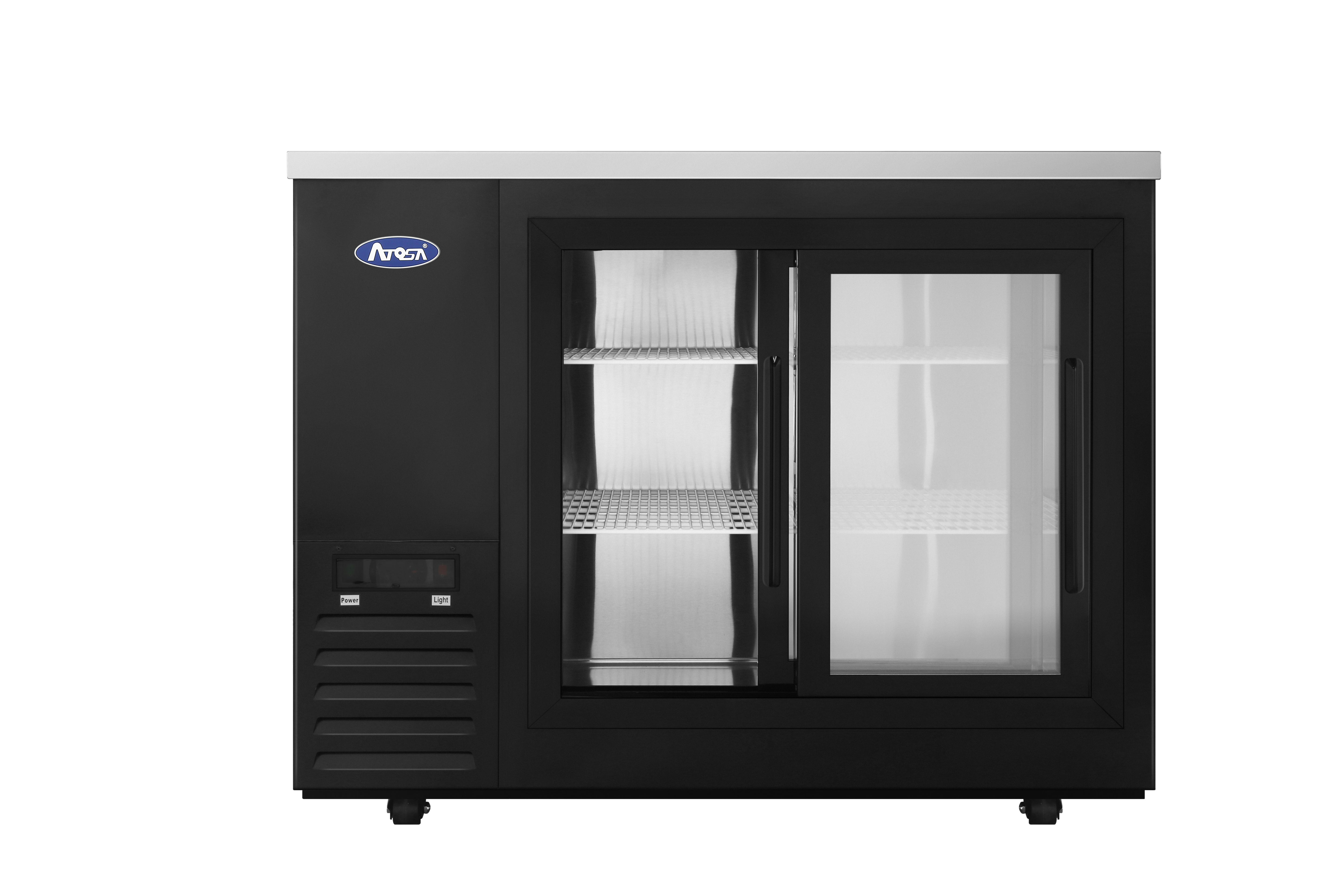 New Atosa SBB48SGGRAUS2 48" Back Bar Cooler w/ Sliding Glass Door Shallow Depth
(Black Exterior)