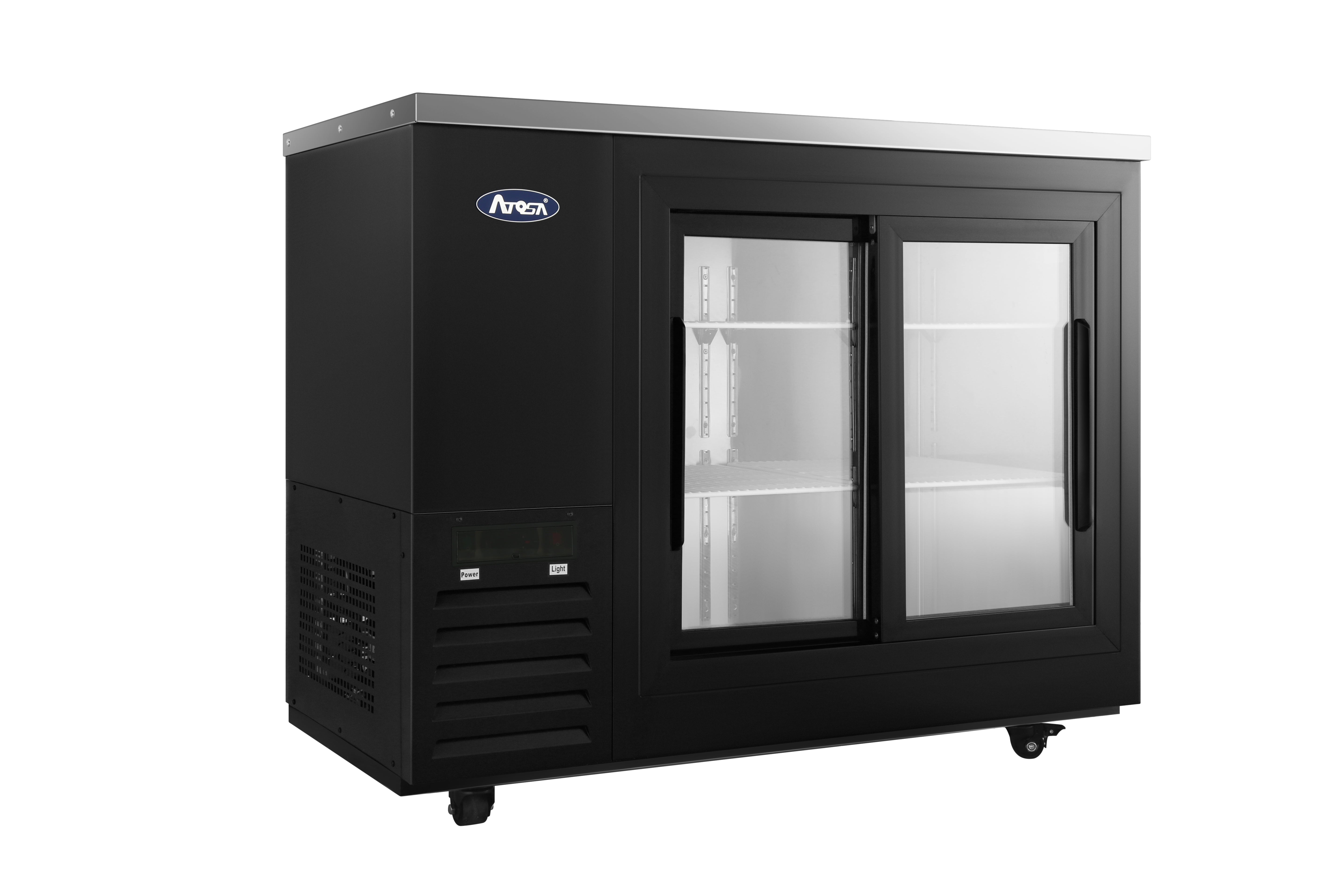 New Atosa SBB48SGGRAUS2 48" Back Bar Cooler w/ Sliding Glass Door Shallow Depth
(Black Exterior)