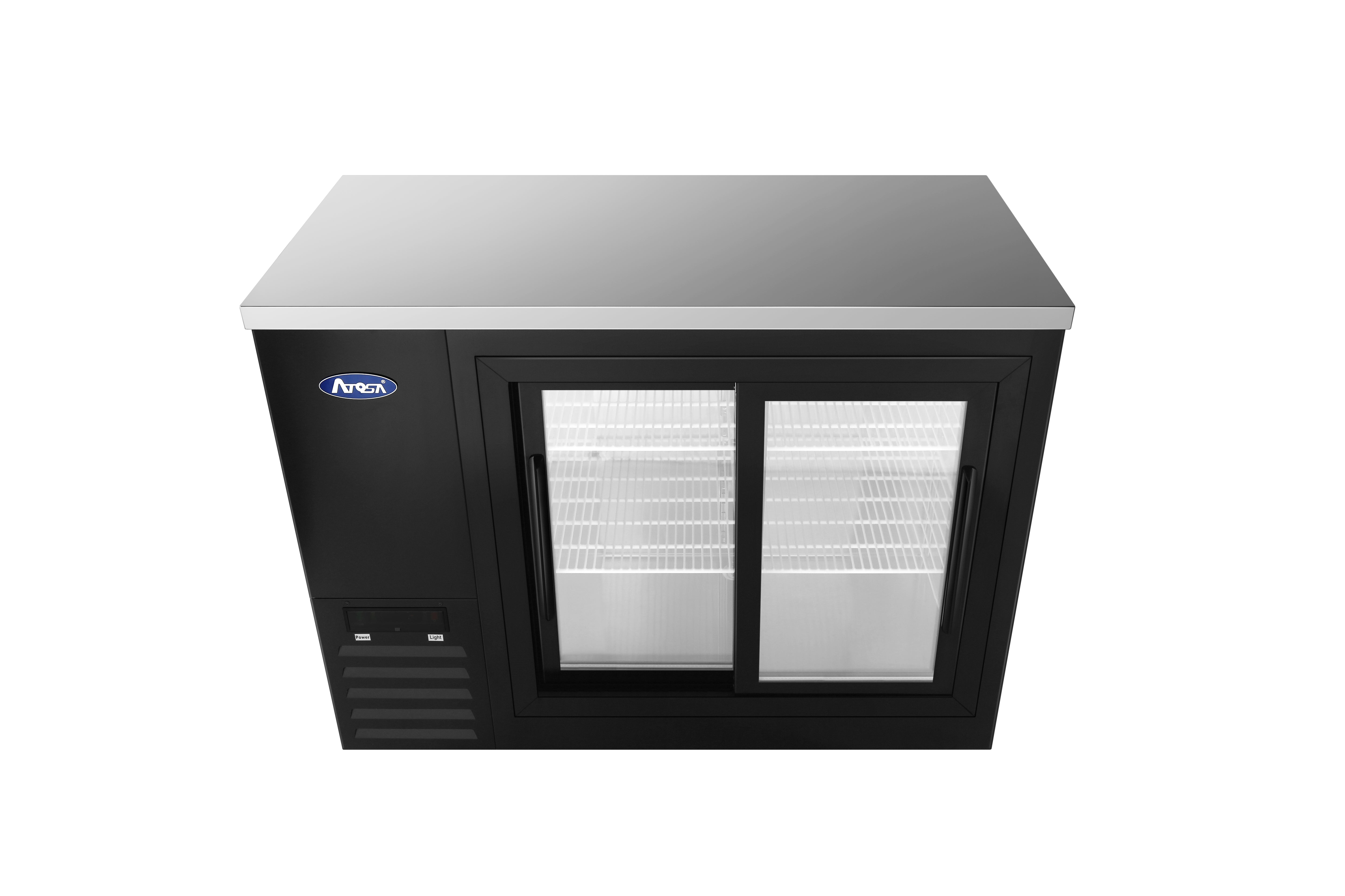 New Atosa SBB48SGGRAUS2 48" Back Bar Cooler w/ Sliding Glass Door Shallow Depth
(Black Exterior)