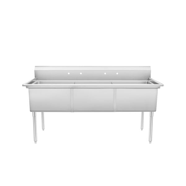 New Atosa SS2424F31N 77" Three Compartment Sink, 24" x 24" Bowls