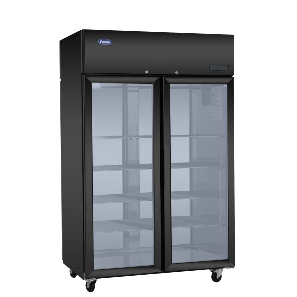 New Atosa PLUS-F2B-GD-S-PT Two Section Pass-Thru Freezer - Glass Front & Rear Doors, Black Exterior