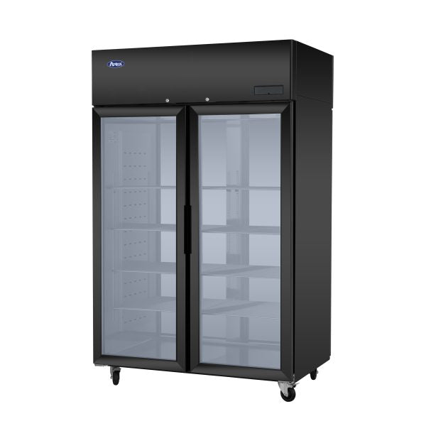 New Atosa PLUS-F2B-GD-S-PT Two Section Pass-Thru Freezer - Glass Front & Rear Doors, Black Exterior
