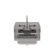 New Atosa SH17SD 17" Stainless Hand Sink w/ Side Splashes, Wrist Blade Handle & 8" Backsplash