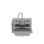 New Atosa SH17SL 17" Stainless Hand Sink w/ Left Splash, Wrist Blade Handle & 8" Backsplash