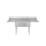 New Atosa SS1818D21D18 72" Two Compartment Sink w/ Dual Drainboards, 18" x 18" Bowls