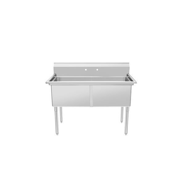 New Atosa SS1818D21N 41" Two Compartment Sink, 18" x 18" Bowls