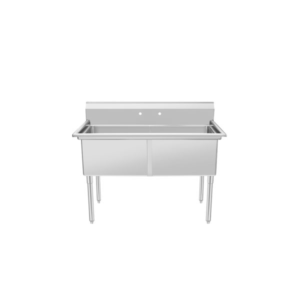 New Atosa SS2424F21N 53" Two Compartment Sink, 24" x 24" Bowls