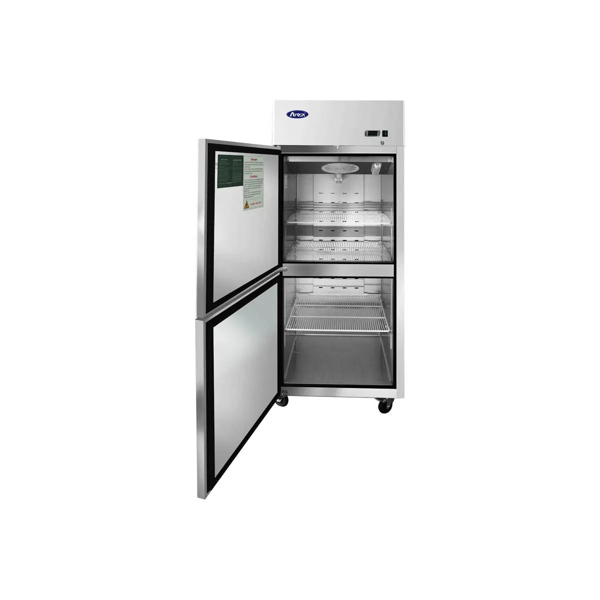New Atosa MBF8010GRL Top Mount (2) Divided Door Reach-In Refrigerator - Left Hinged