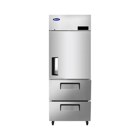 New Atosa MBF8022GR Top Mount (1) Top Door/(2) Bottom Drawers Reach-In Refrigerator