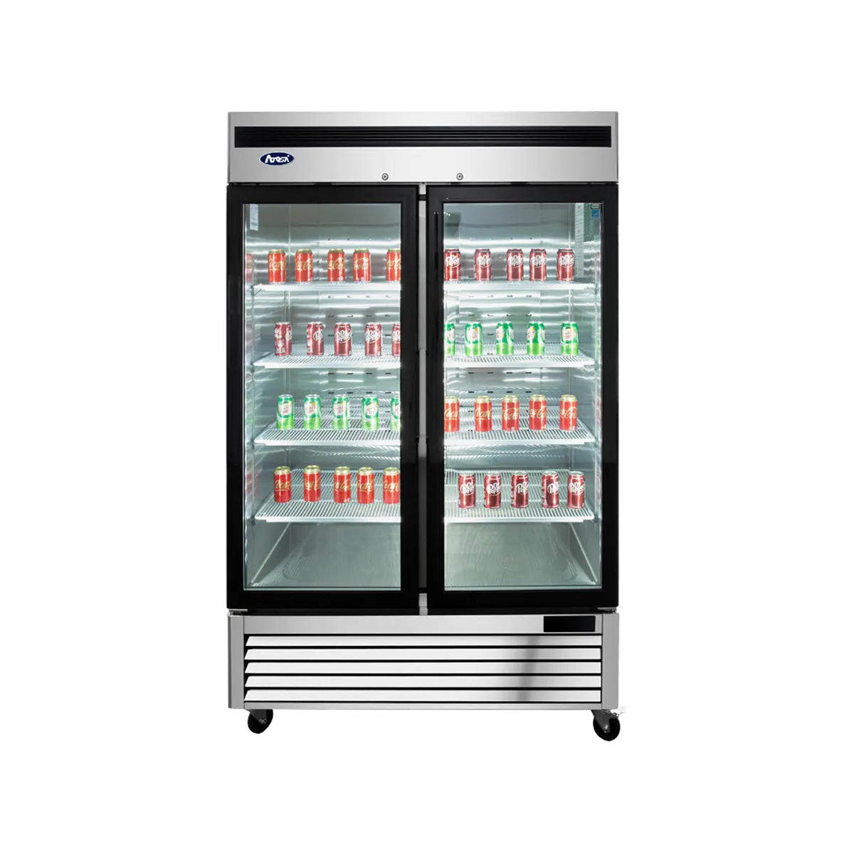 New Atosa MCF8707GR Bottom Mount (2) Glass Door Merchandiser Refrigerator