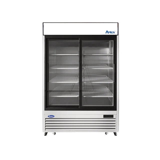 New Atosa MCF8709GR Bottom Mount (2) Sliding Glass Door Refrigerator