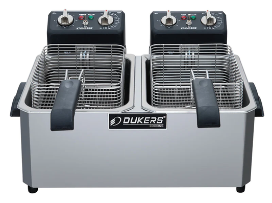 Dukers - DCF10ED, 20lb Two Basket Electric Countertop Deep Fryer 120V