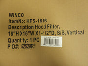 New Winco HFS - 1616 16"x16" Stainless Steel Commercial Hood Filter C IP - Falcon Restaurant Supply - 1