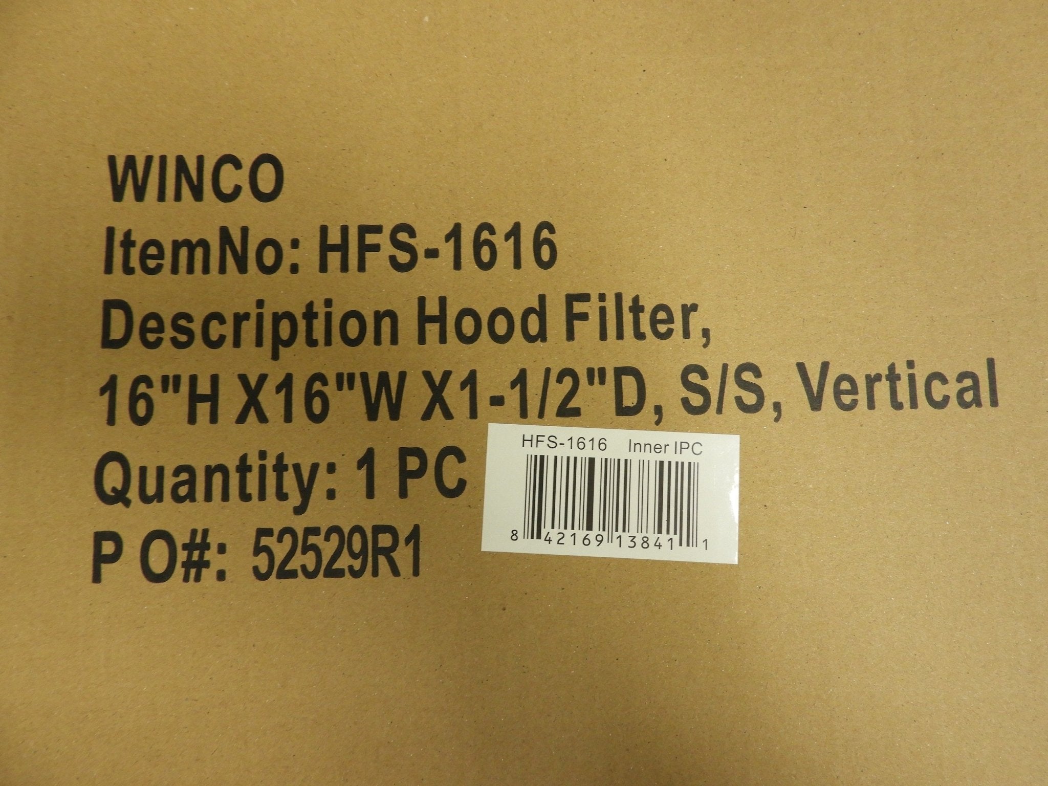 New Winco HFS - 1616 16"x16" Stainless Steel Commercial Hood Filter C IP - Falcon Restaurant Supply - 1