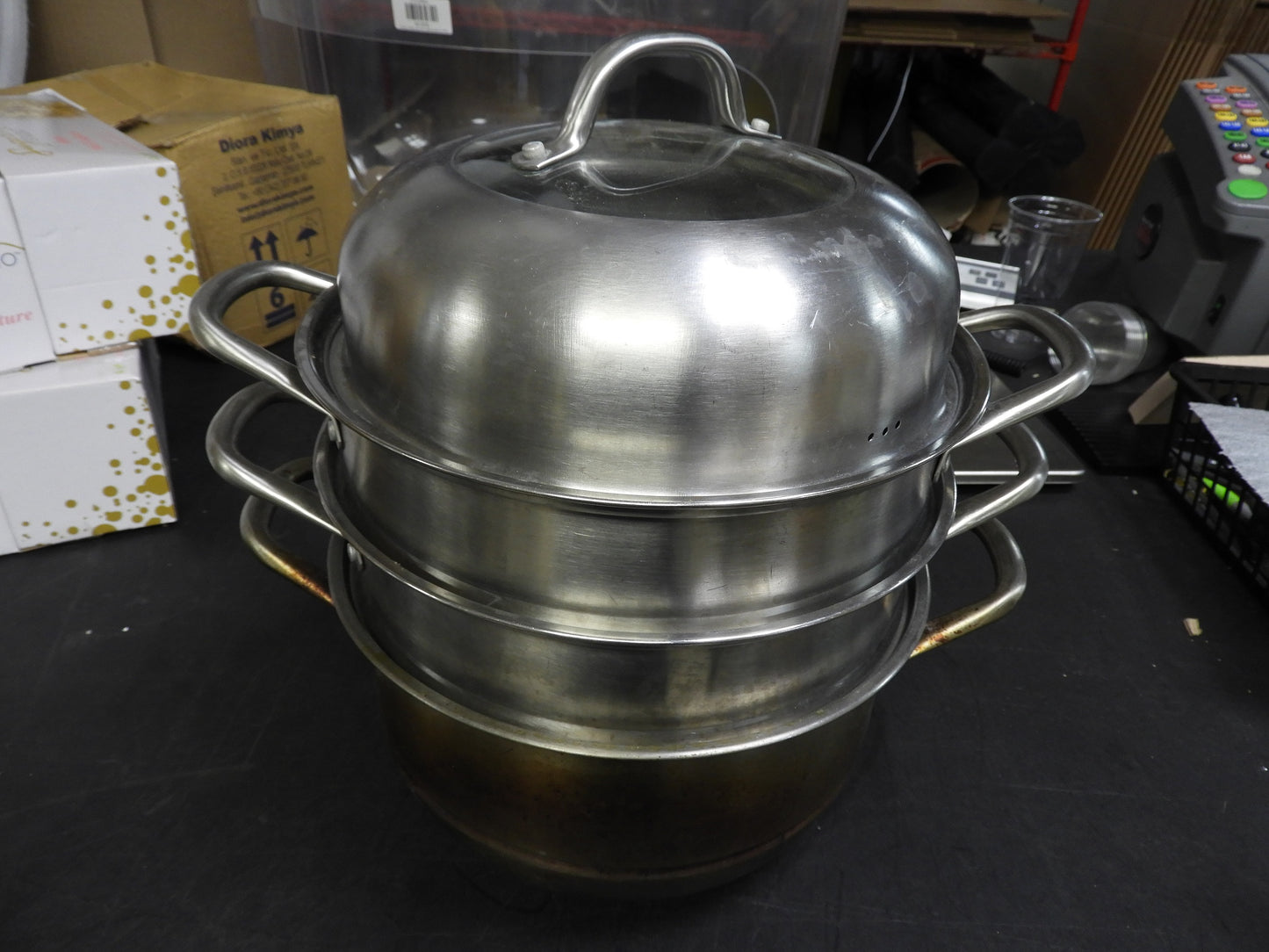 Used 3 Tier 11 Inch Stainless Steel Steamer Pot Set C IP